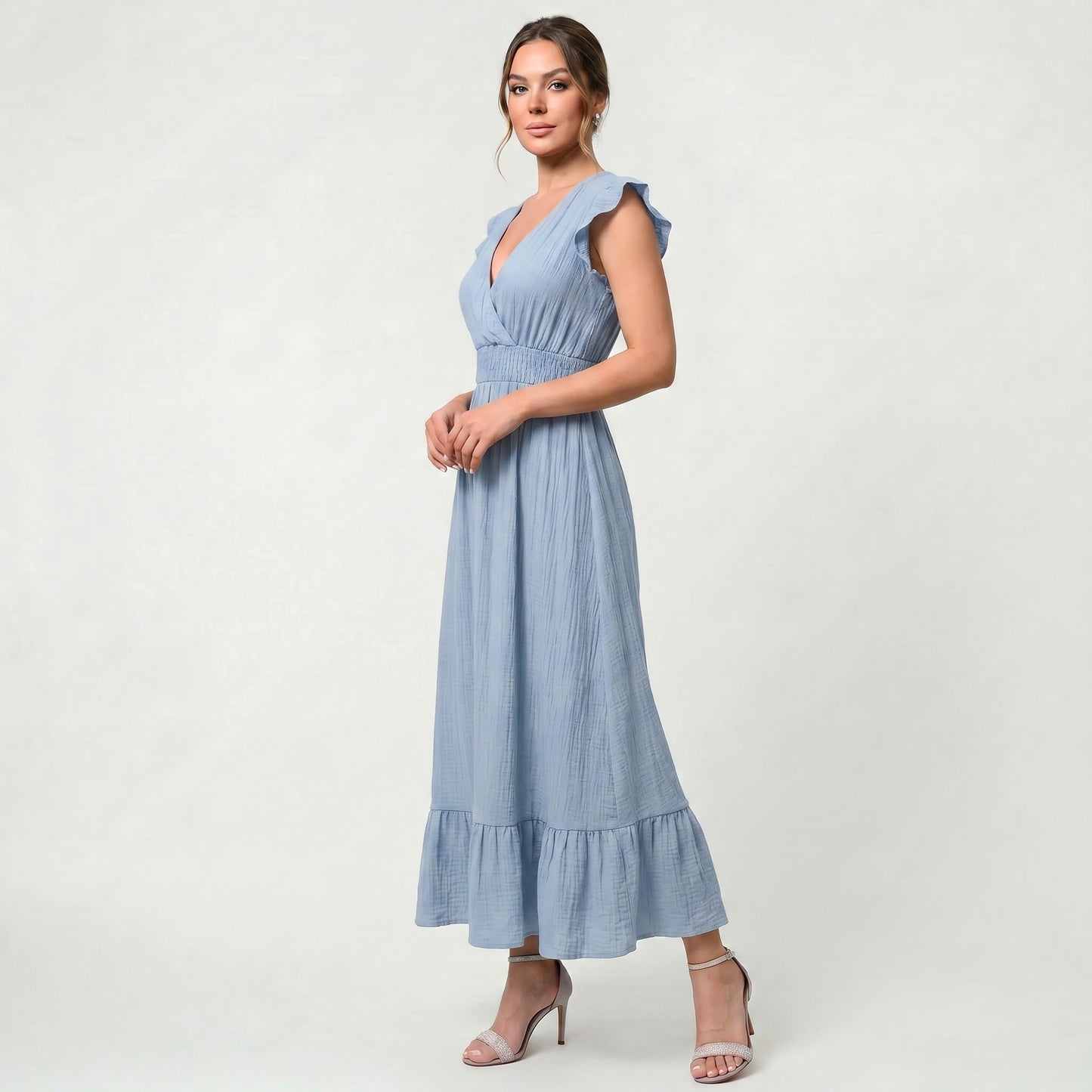Robe Longue Sans Manches Femme Style Soirée Minimaliste Raffiné