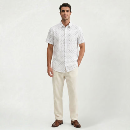Chemise d’été élégante à motif floral pour homme Coupe classique Regular Fit