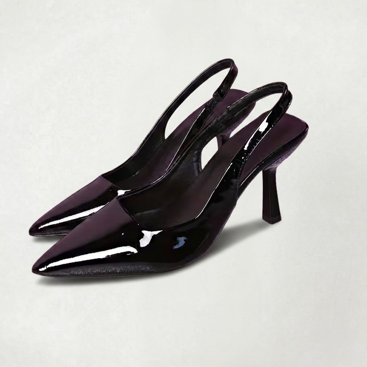 Escarpins Slingback de Luxe en Cuir Verni à Bout Pointu pour Femme