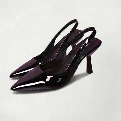 Escarpins Slingback de Luxe en Cuir Verni à Bout Pointu pour Femme