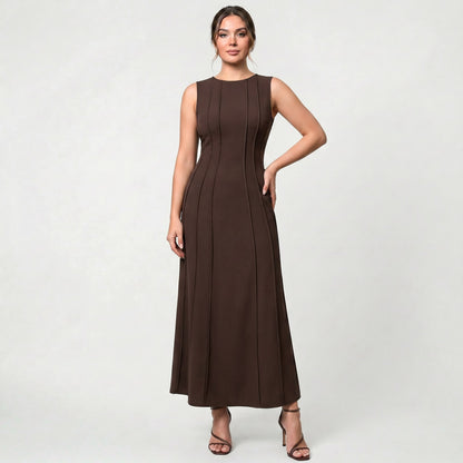 Robe Longue Sans Manches de Luxe pour Femme Coupe Élégante d’Inspiration Classique