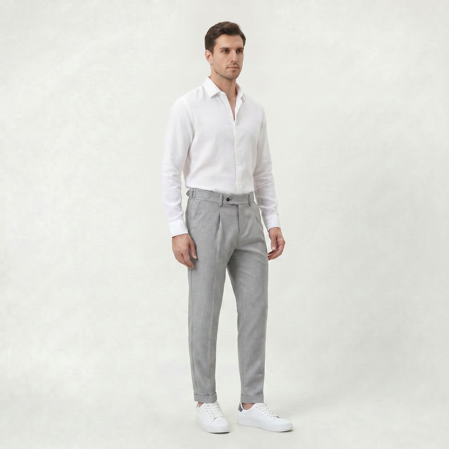 Pantalon Habillé Homme Coupe Droite Classique Business Casual Gris