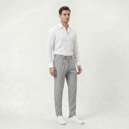 Pantalon Habillé Homme Coupe Droite Classique Business Casual Gris