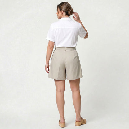 Short taille haute femme en tissu doux coupe large confortable