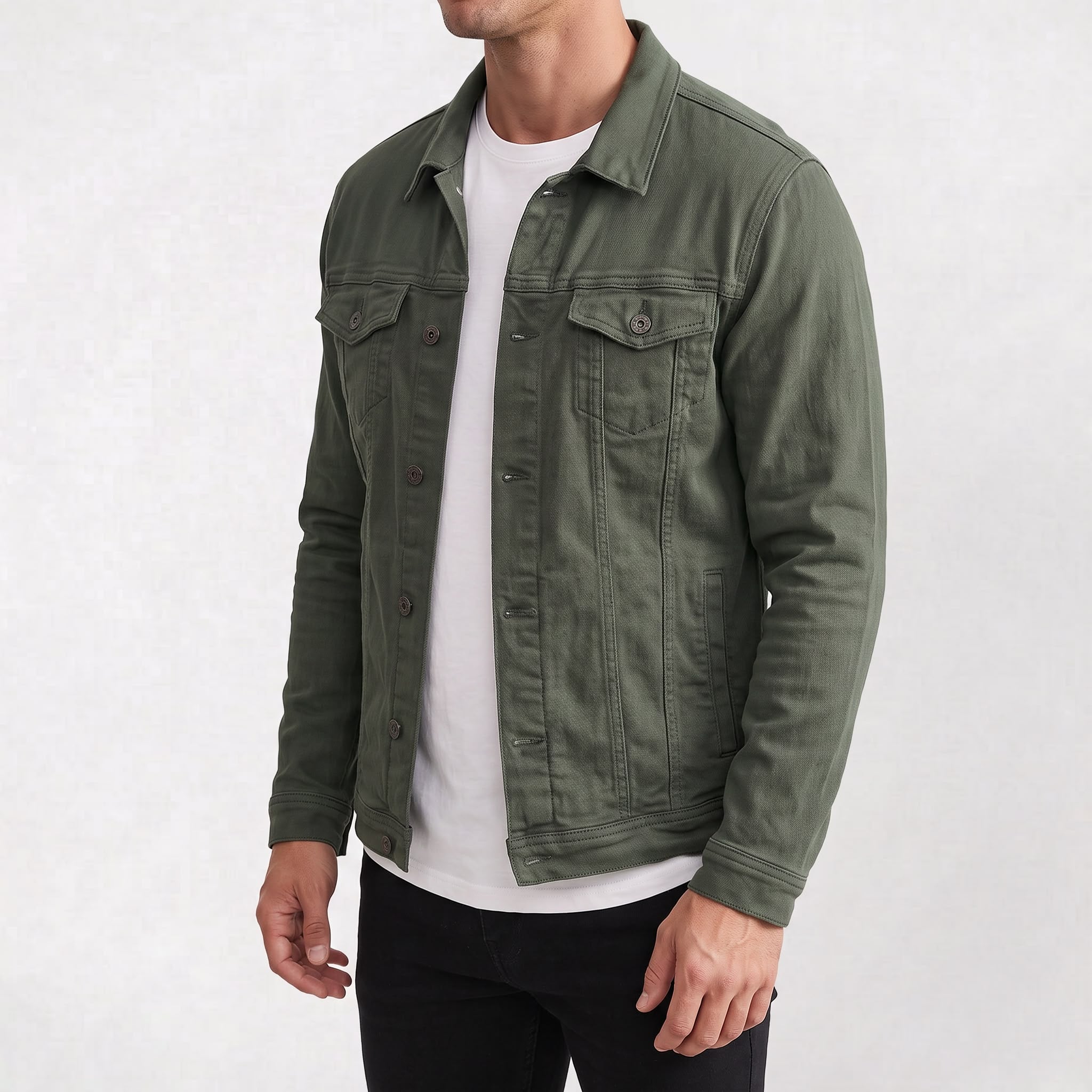 Veste en jean homme en coton avec boutons, style décontracté pour l’automne