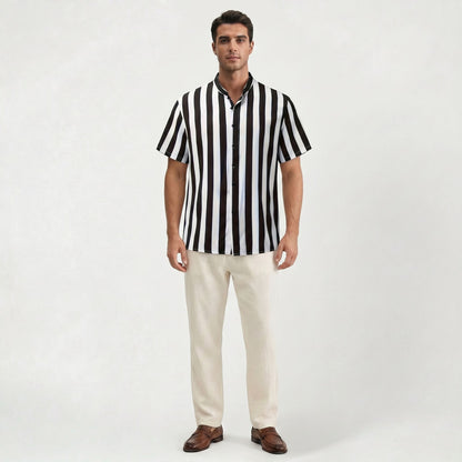 Chemise Homme Élégante en Coton Rayé Coupe Légère Estivale