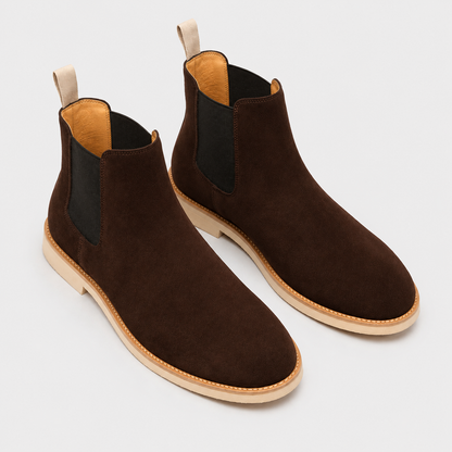 Men's nubuck leather Chelsea boots – Pointed toe, classic style