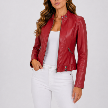 Hannah | Women's Classic Leather Jacket with Zip Pockets