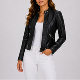 Hannah | Women's Classic Leather Jacket with Zip Pockets
