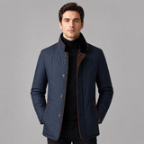Men's Quilted Jacket Stand Collar Zip Up