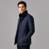 Men's Quilted Jacket Stand Collar Zip Up