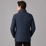 Men's Quilted Jacket Stand Collar Zip Up