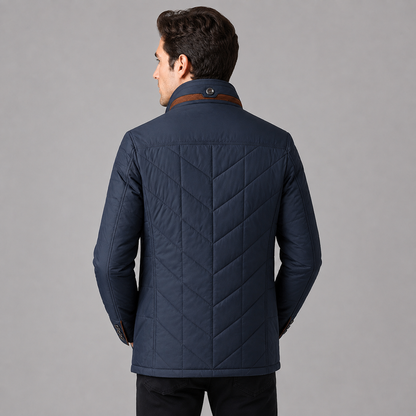 Men's Quilted Jacket Stand Collar Zip Up