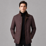 Men's Quilted Jacket Stand Collar Zip Up