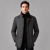 Men's Quilted Jacket Stand Collar Zip Up