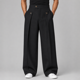 Montarello Men's Wide Leg Trousers with Front Pleats