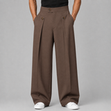 Montarello Men's Wide Leg Trousers with Front Pleats
