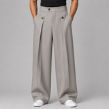 Montarello Men's Wide Leg Trousers with Front Pleats