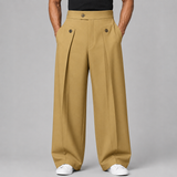 Montarello Men's Wide Leg Trousers with Front Pleats
