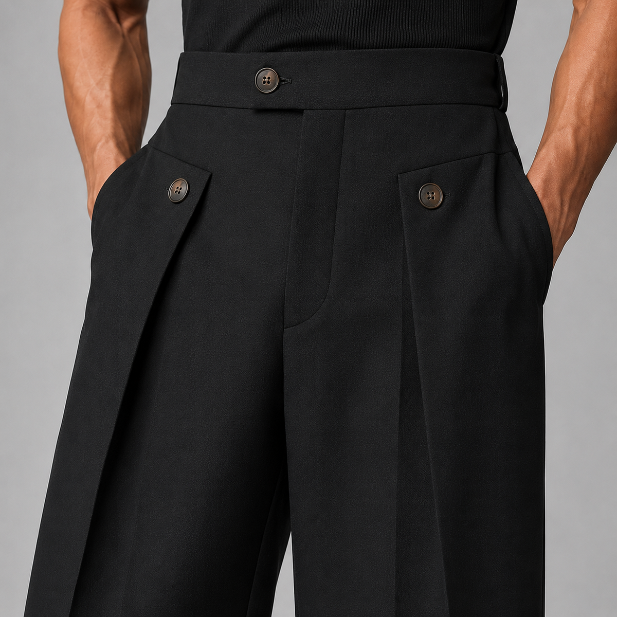Montarello Men's Wide Leg Trousers with Front Pleats
