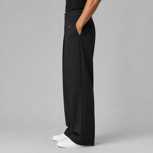 Montarello Men's Wide Leg Trousers with Front Pleats