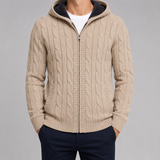 Men's Wool-Feel Zip Jumper - Fleece-Lined Knitted Pullover