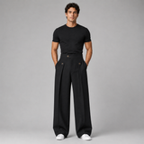 Montarello Men's Wide Leg Trousers with Front Pleats