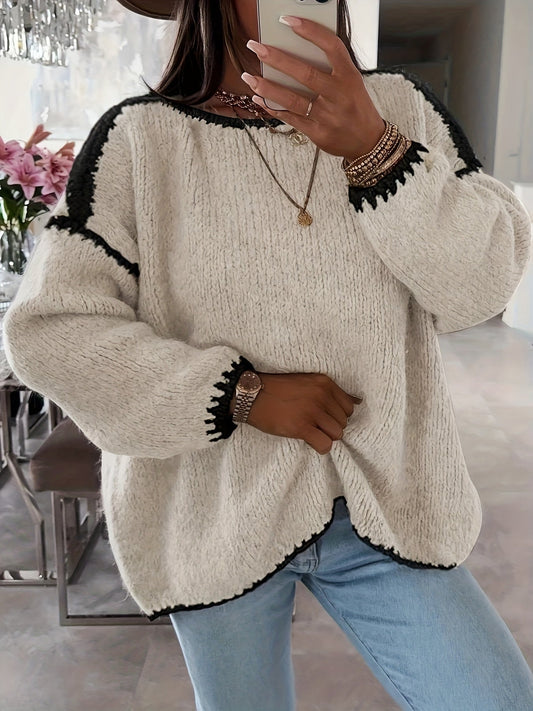 Cosy Oversized Chunky Knit Sweater with Boat Neck