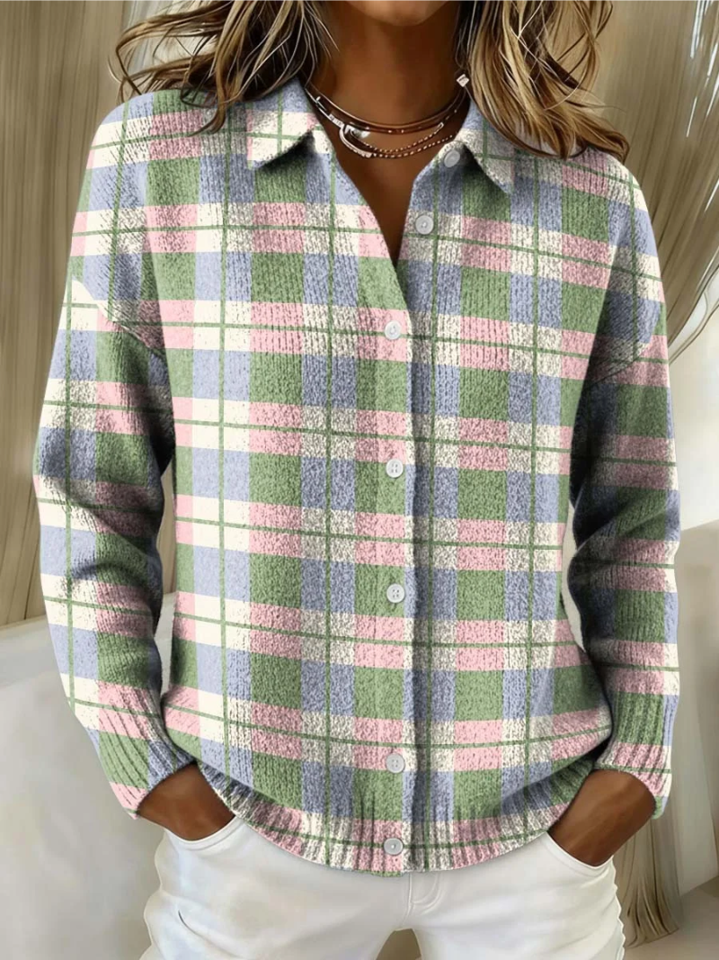 Arah| Checked Hoodie Blouse in Fresh Pastel Colors