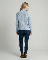 Soft Cable Knit Sweater with Turtleneck and Pointelle Detail