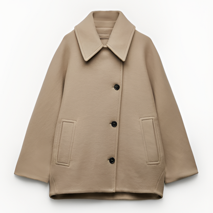 Women's Oversized Single-Breasted Wool Coat Short Fit
