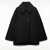 Women's Oversized Single-Breasted Wool Coat Short Fit