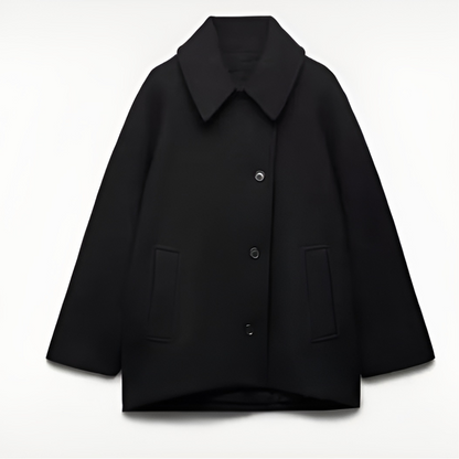 Women's Oversized Single-Breasted Wool Coat Short Fit