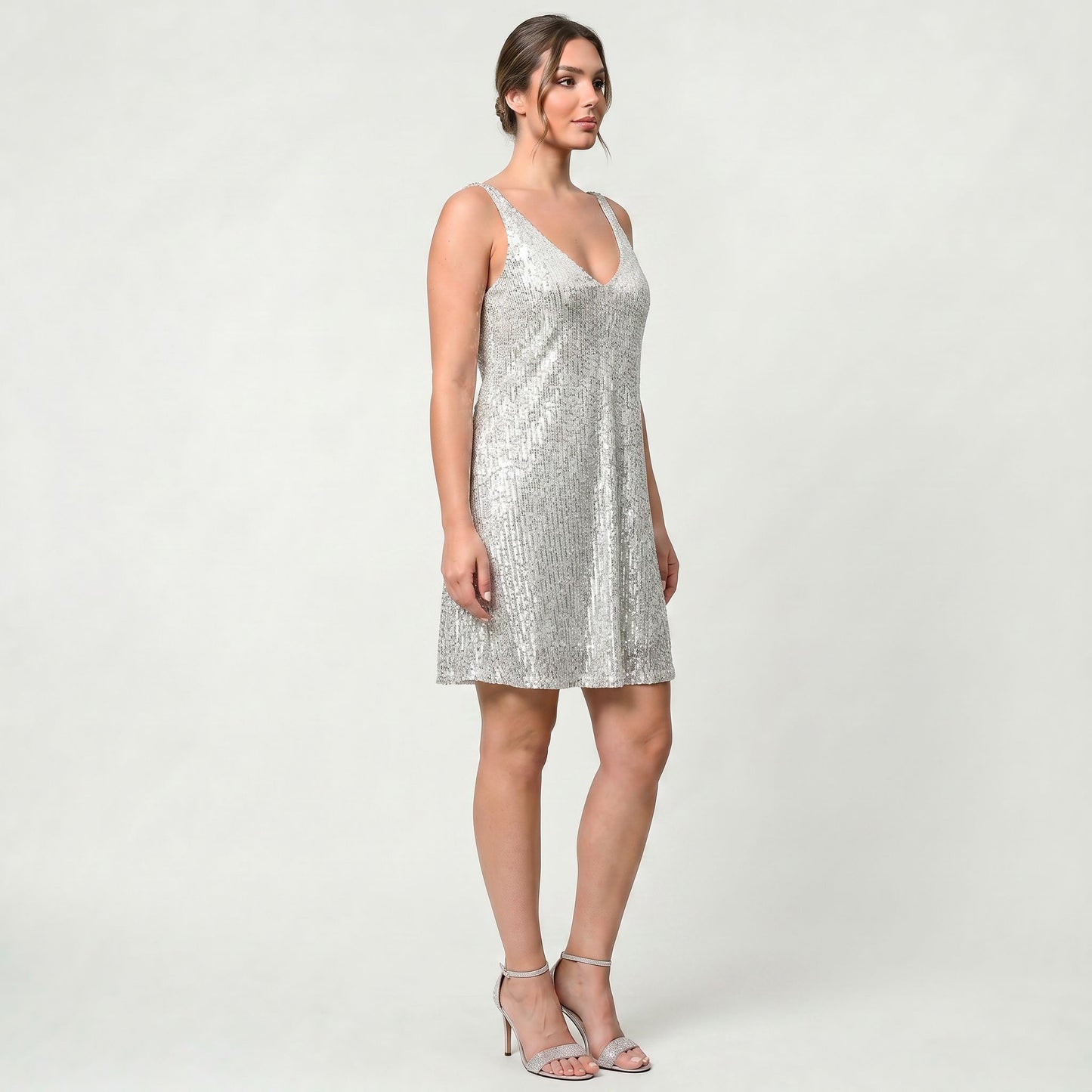 Robe nuisette scintillante pour femme à taille marquée pour soirées élégantes