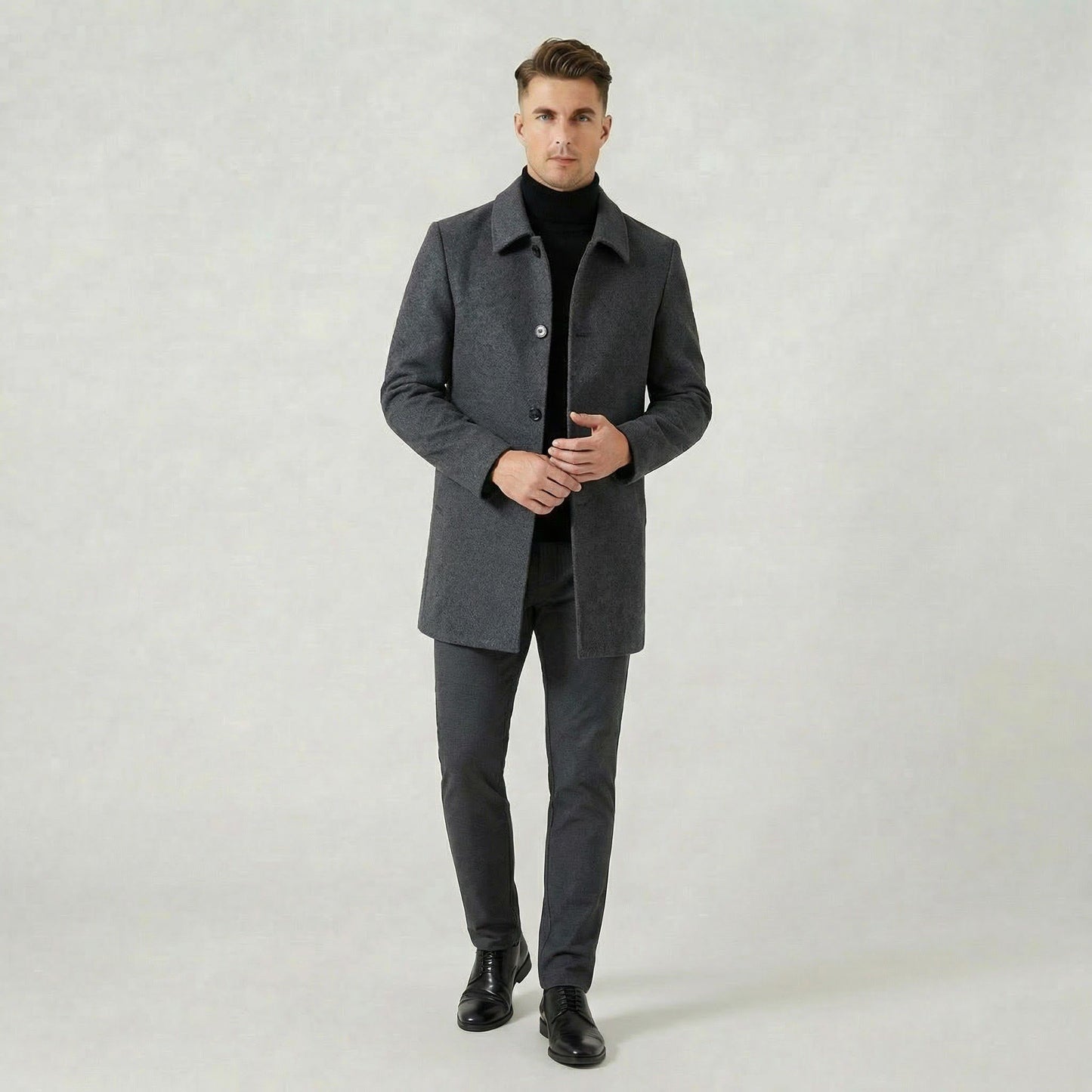 Manteau Gris Mi-Long pour Homme Veste Légère pour Tous les Jours
