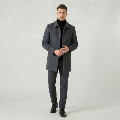 Manteau Gris Mi-Long pour Homme Veste Légère pour Tous les Jours