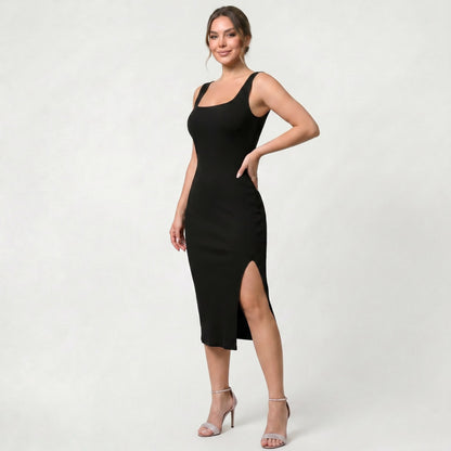 Robe élégante côtelée sans manches pour femme