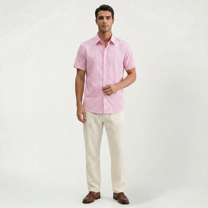 Chemise d’été élégante à motif floral pour homme Coupe classique Regular Fit