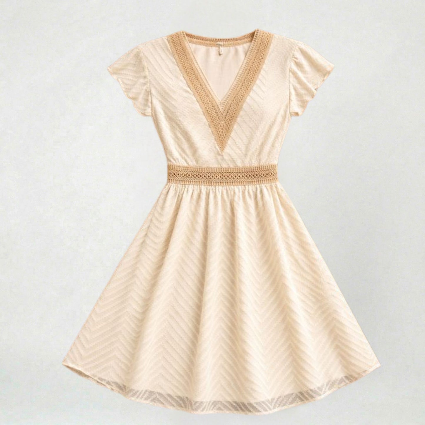 Robe en dentelle à col V pour femme légère et confortable style formel