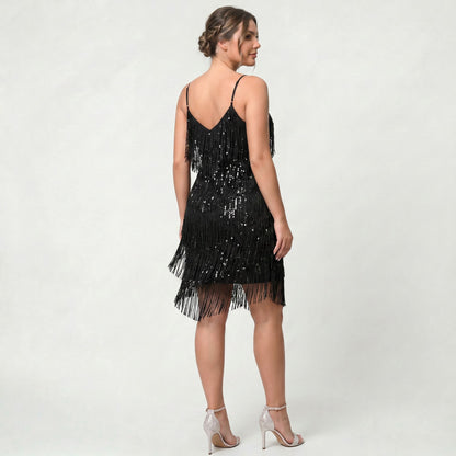 Robe Mini Élégante à Sequins pour Femme – Style Classique de Soirée