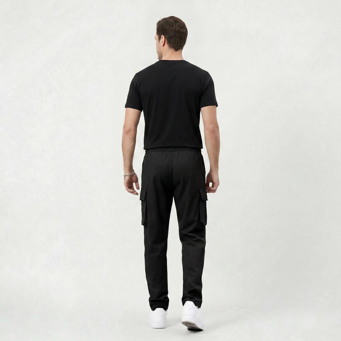 Pantalon Cargo Décontracté Homme Coupe Droite à Taille Cordon de Serrage