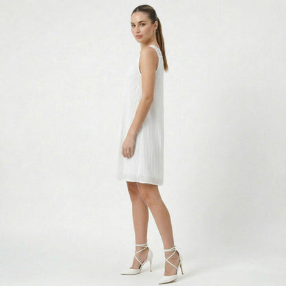 Robe décontractée femme en coton et lin, respirante, sans manches, courte