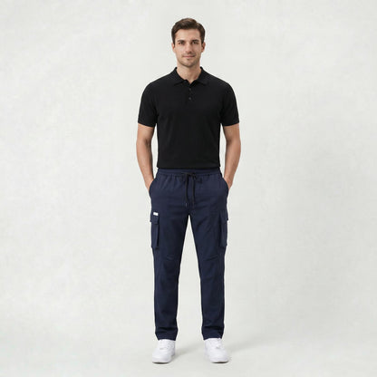 Pantalon Cargo Décontracté Homme Coupe Droite à Taille Cordon de Serrage