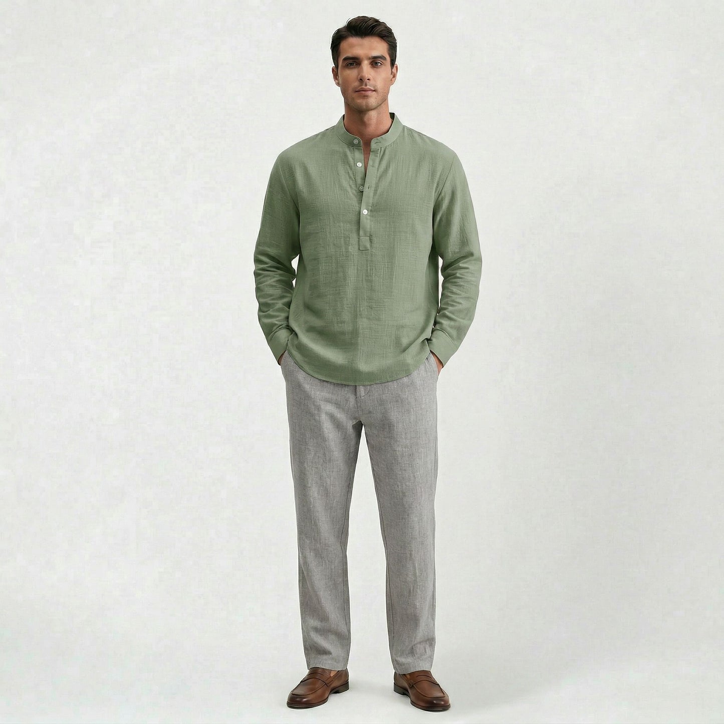 Chemise en lin homme coupe ample, style casual confortable