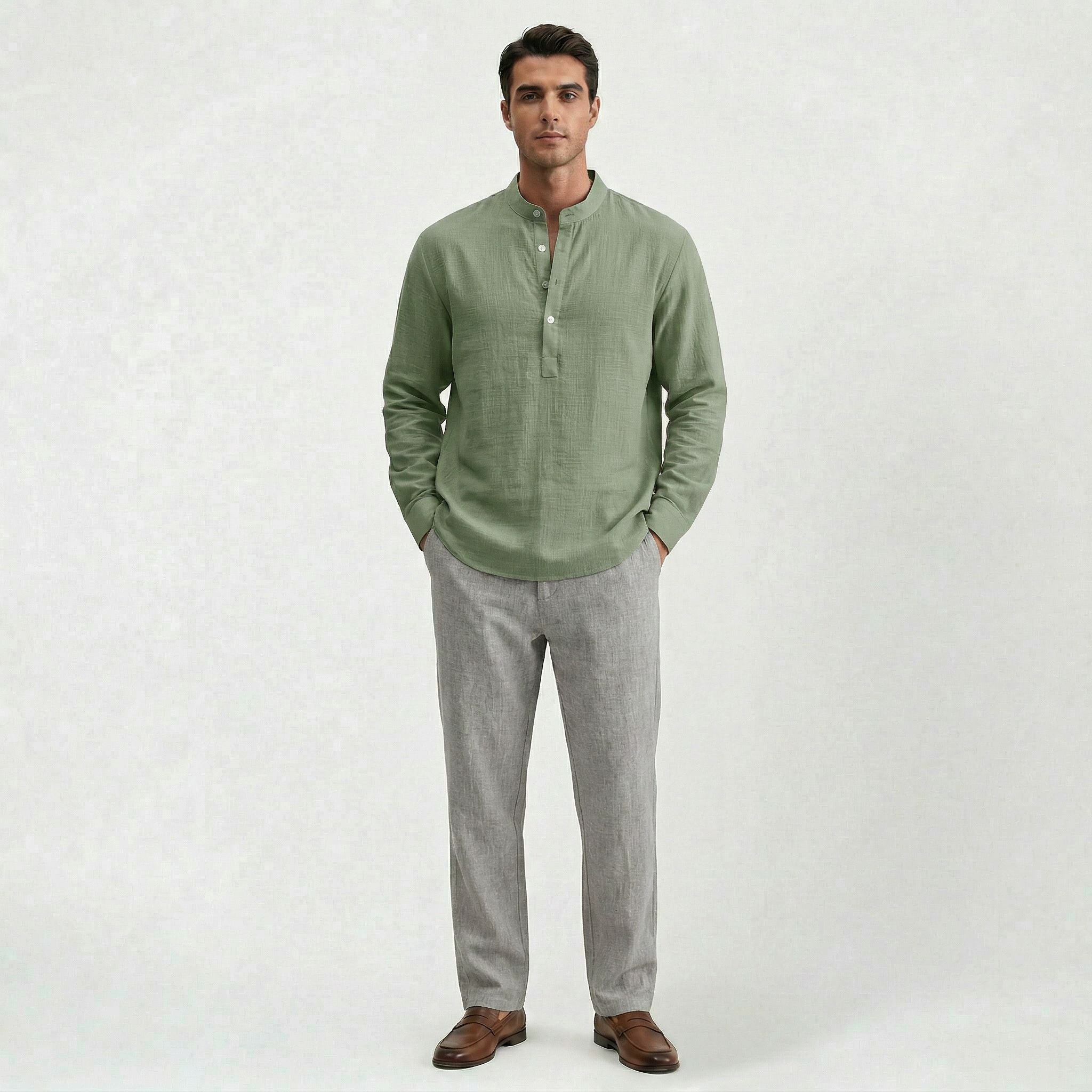 Chemise en lin homme coupe ample, style casual confortable