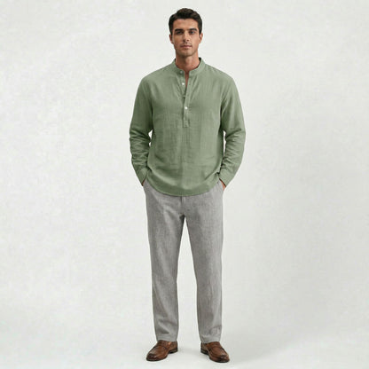 Chemise en lin homme coupe ample, style casual confortable