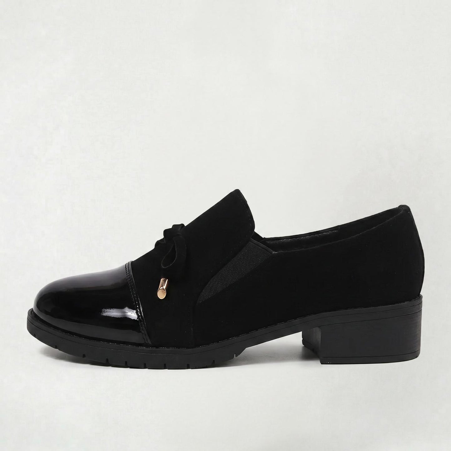 Mocassins Minimalistes à Nœud pour Femme à Talon Moyen, Chaussures Chic Décontractées