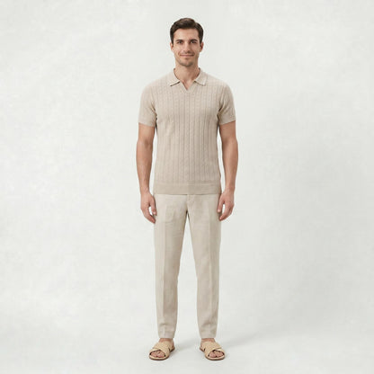 Polo en maille beige pour homme pour tenues estivales chic décontractées
