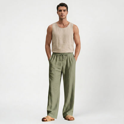 Pantalon classique homme en tissu léger, coupe décontractée intemporelle