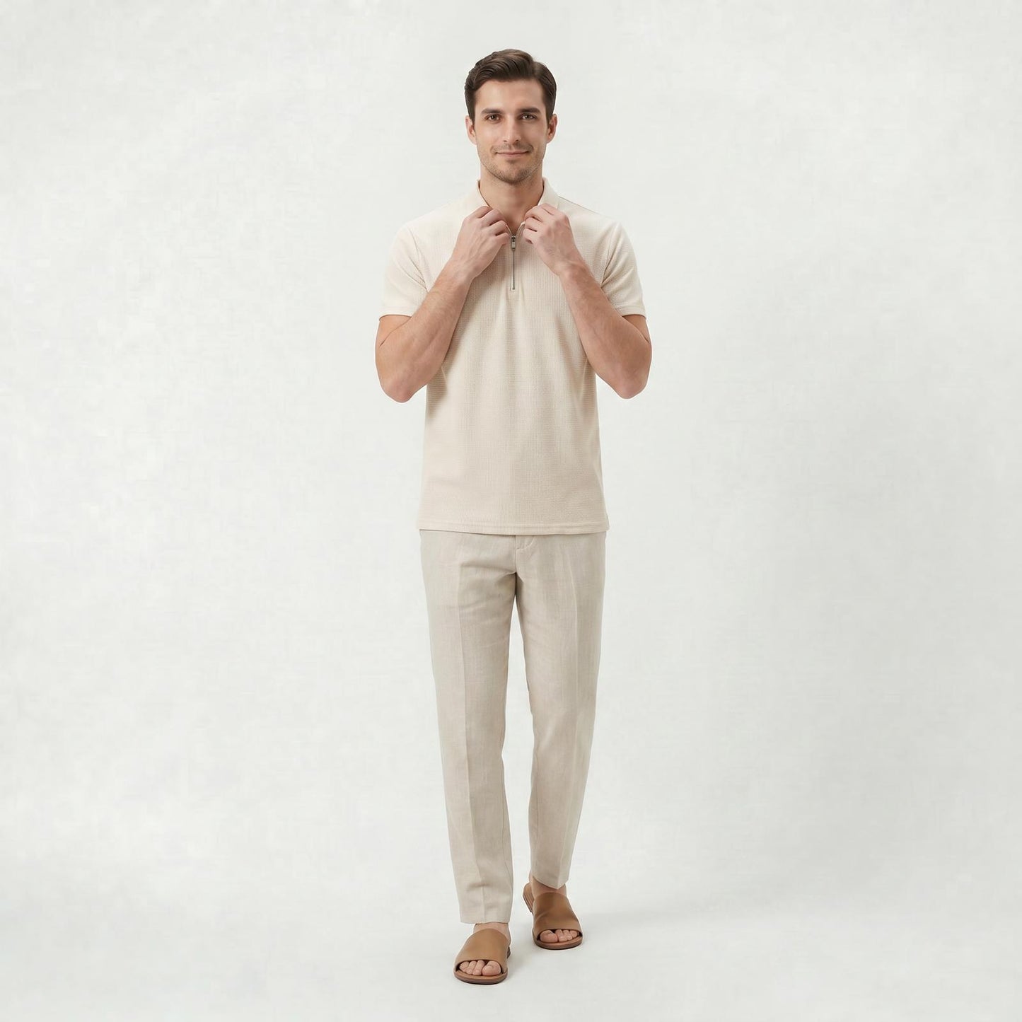 Polo Homme Coupe Slim à Col Zippé pour l’Été